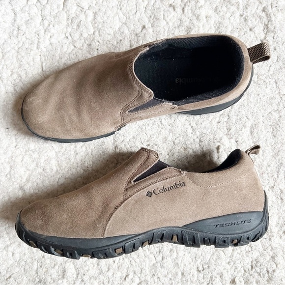 Columbia Techlite Omni Grip Tan/Brown Suede Casual Slip On Moc Shoes Size 11 - Picture 1 of 9